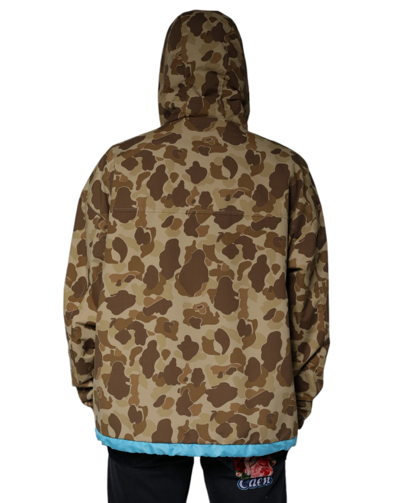 Brown Camouflage Hooded Pullover Jacket Dolce & Gabbana