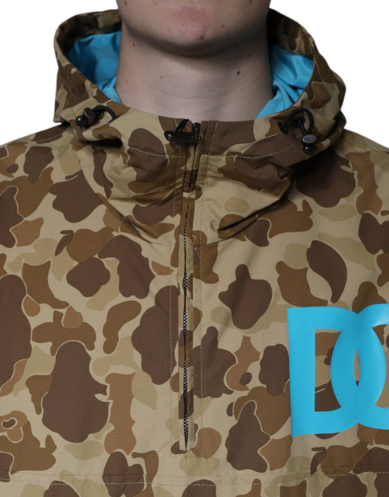 Brown Camouflage Hooded Pullover Jacket Dolce & Gabbana