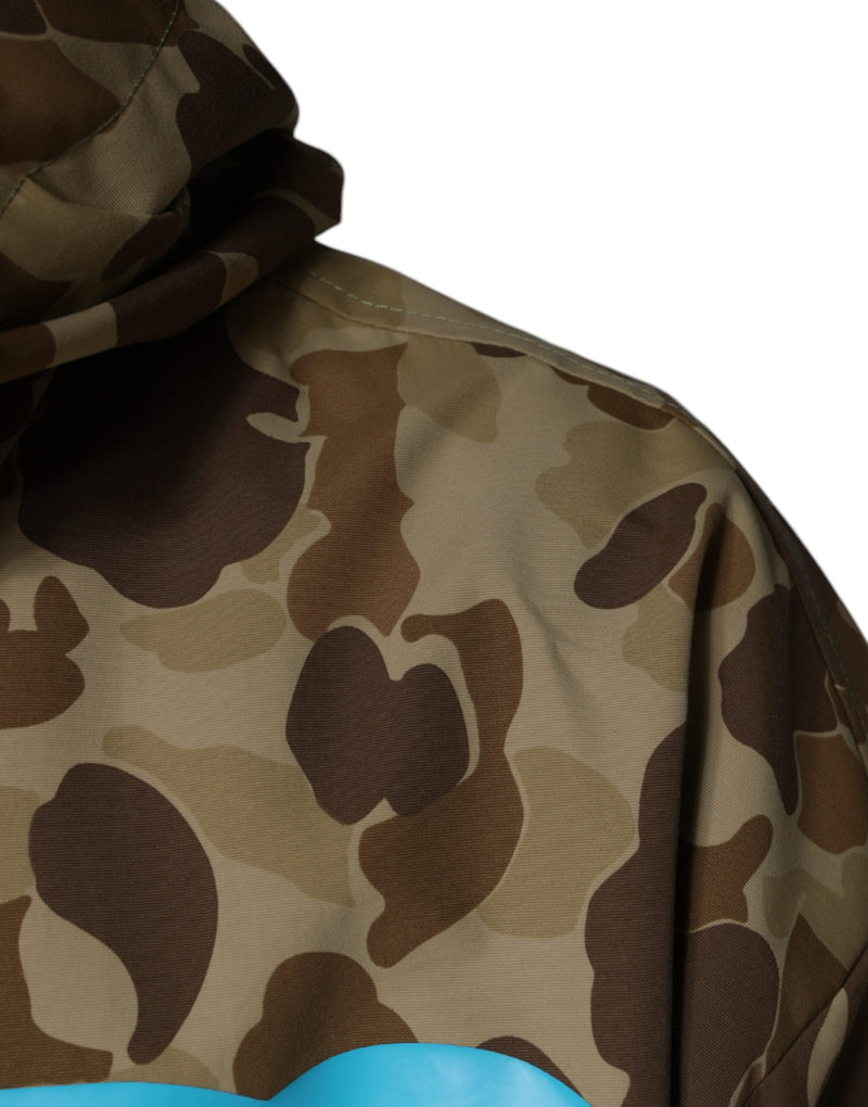 Brown Camouflage Hooded Pullover Jacket Dolce & Gabbana