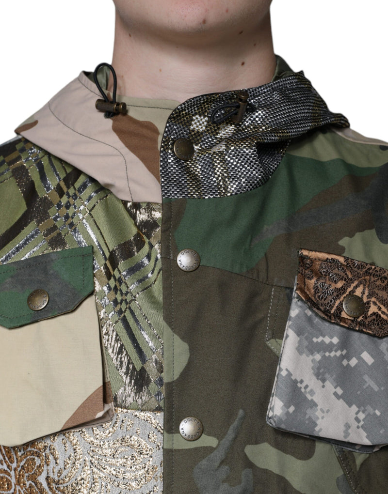Multicolor Patchwork Hooded Vest Jacket Dolce & Gabbana