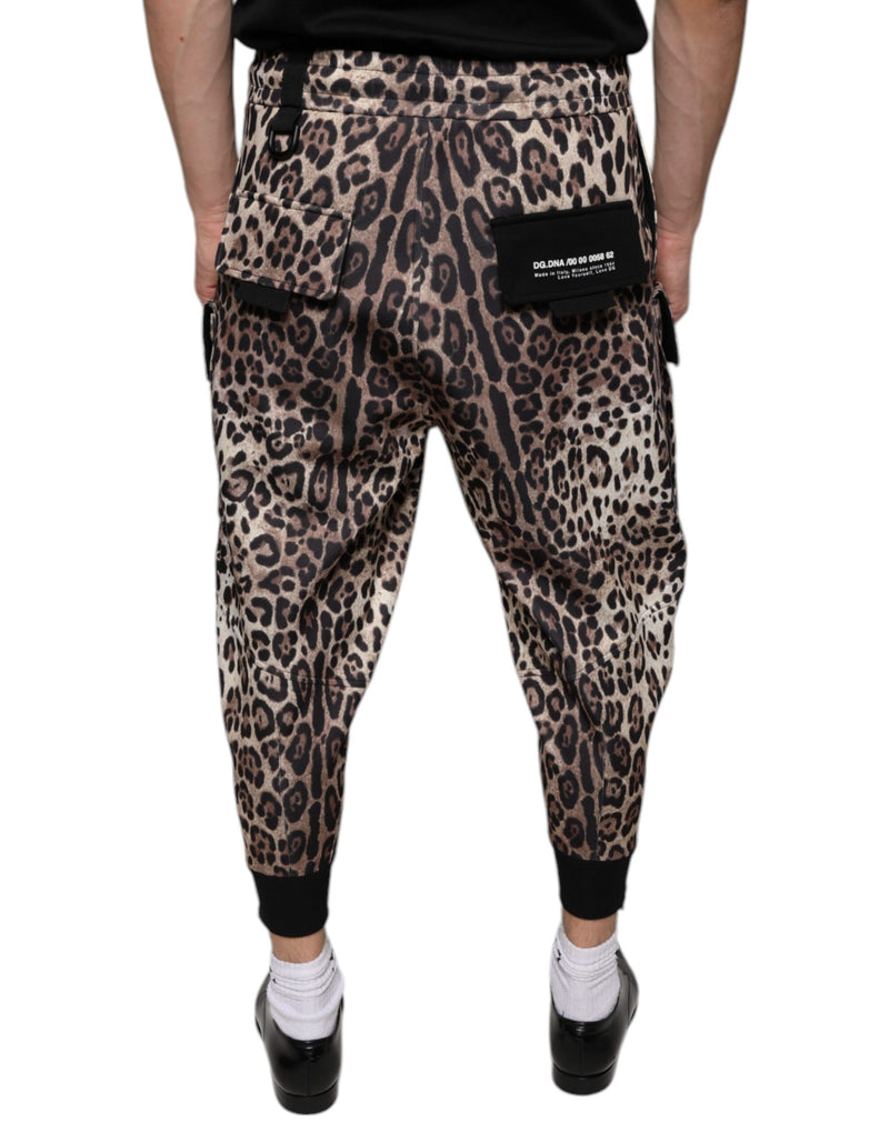 Brown Leopard Polyester Jogger Pants Dolce & Gabbana