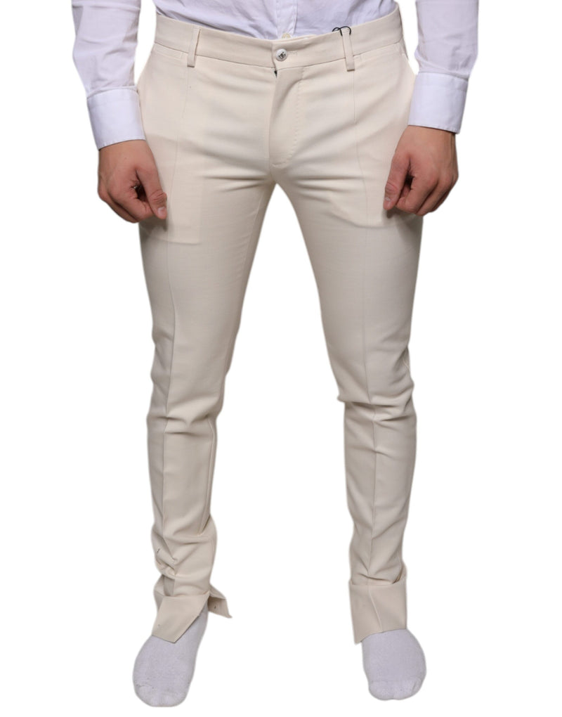 Off White Chino Wool Skinny Pants Dolce & Gabbana