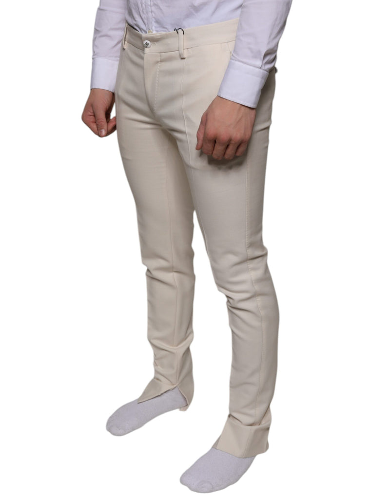 Off White Chino Wool Skinny Pants Dolce & Gabbana