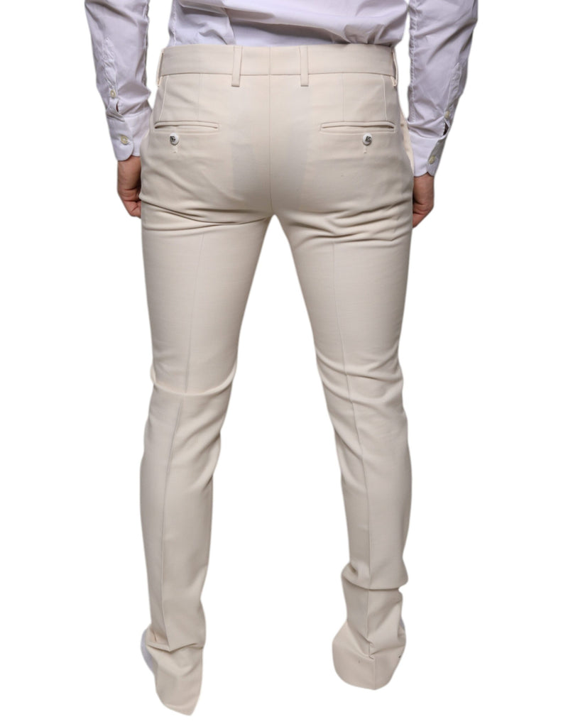 Off White Chino Wool Skinny Pants Dolce & Gabbana