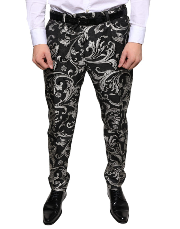 Black Jacquard Skinny Dress Pants Dolce & Gabbana