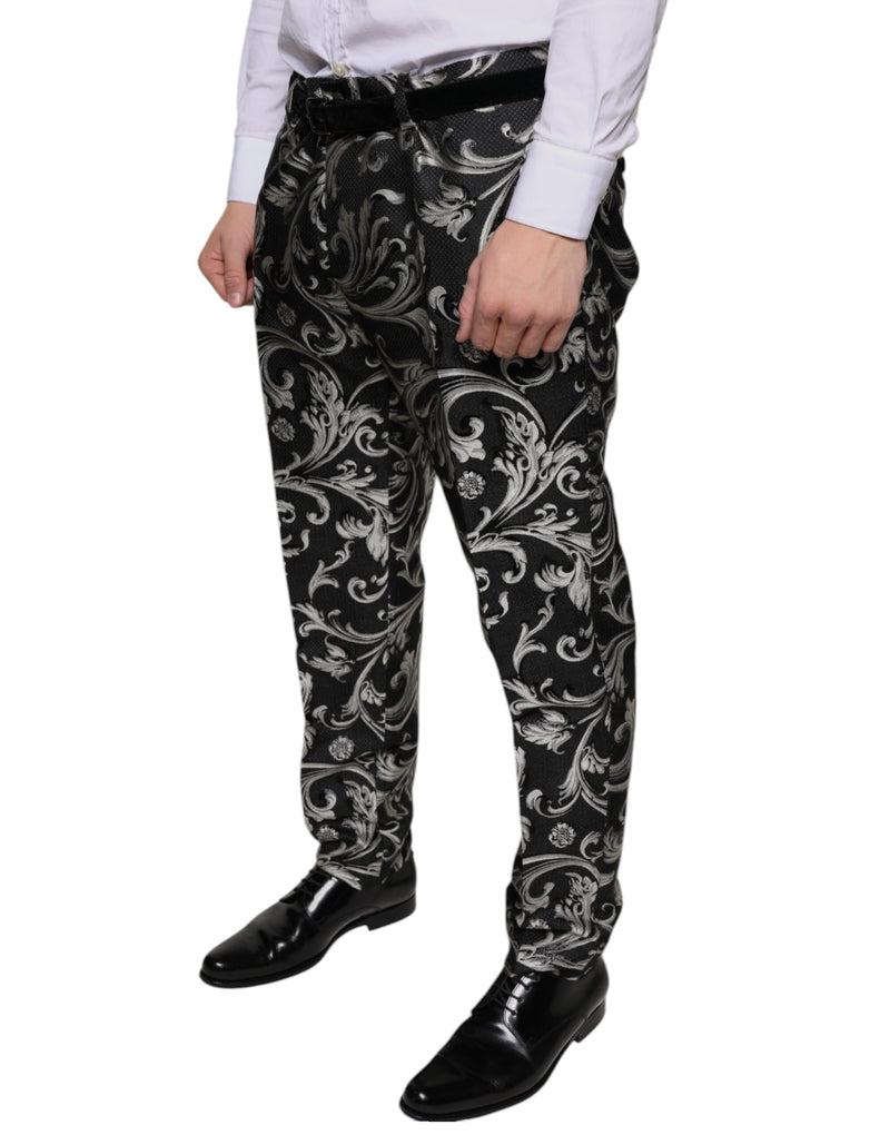 Black Jacquard Skinny Dress Pants Dolce & Gabbana