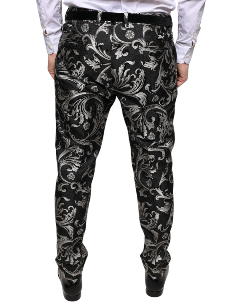 Black Jacquard Skinny Dress Pants Dolce & Gabbana