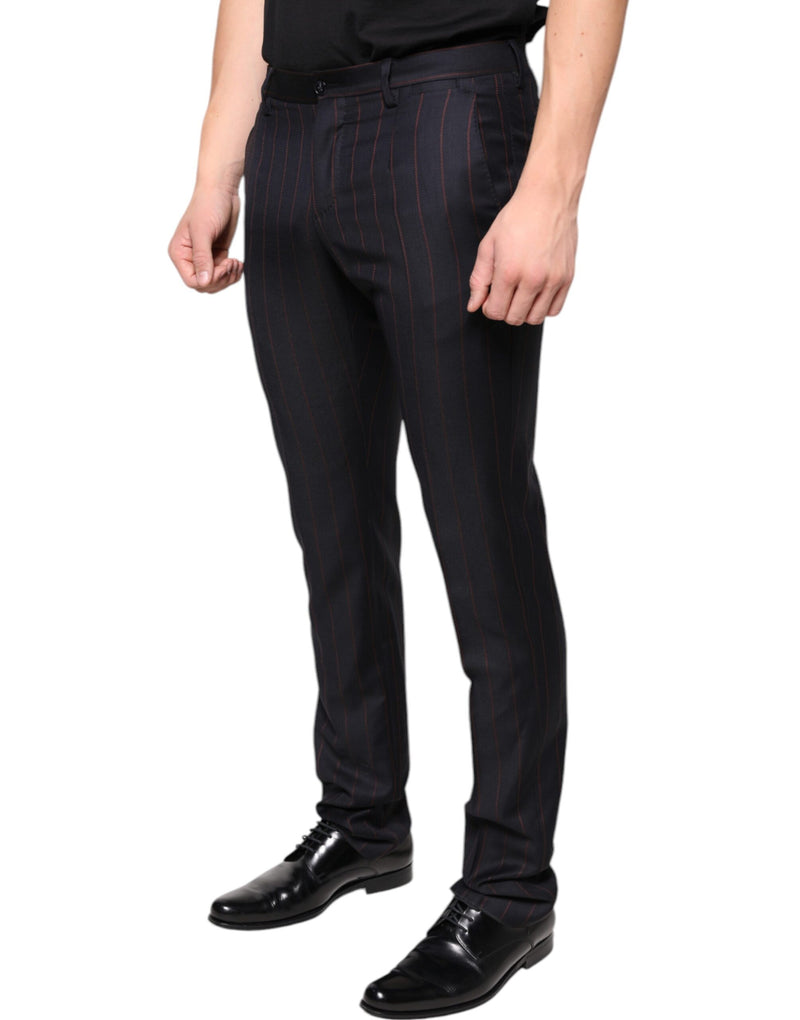 Black Stripes Skinny Men Dress Pants Dolce & Gabbana