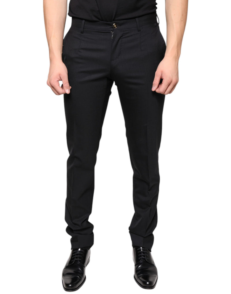 Black Wool Skinny Men Dress Pants Dolce & Gabbana