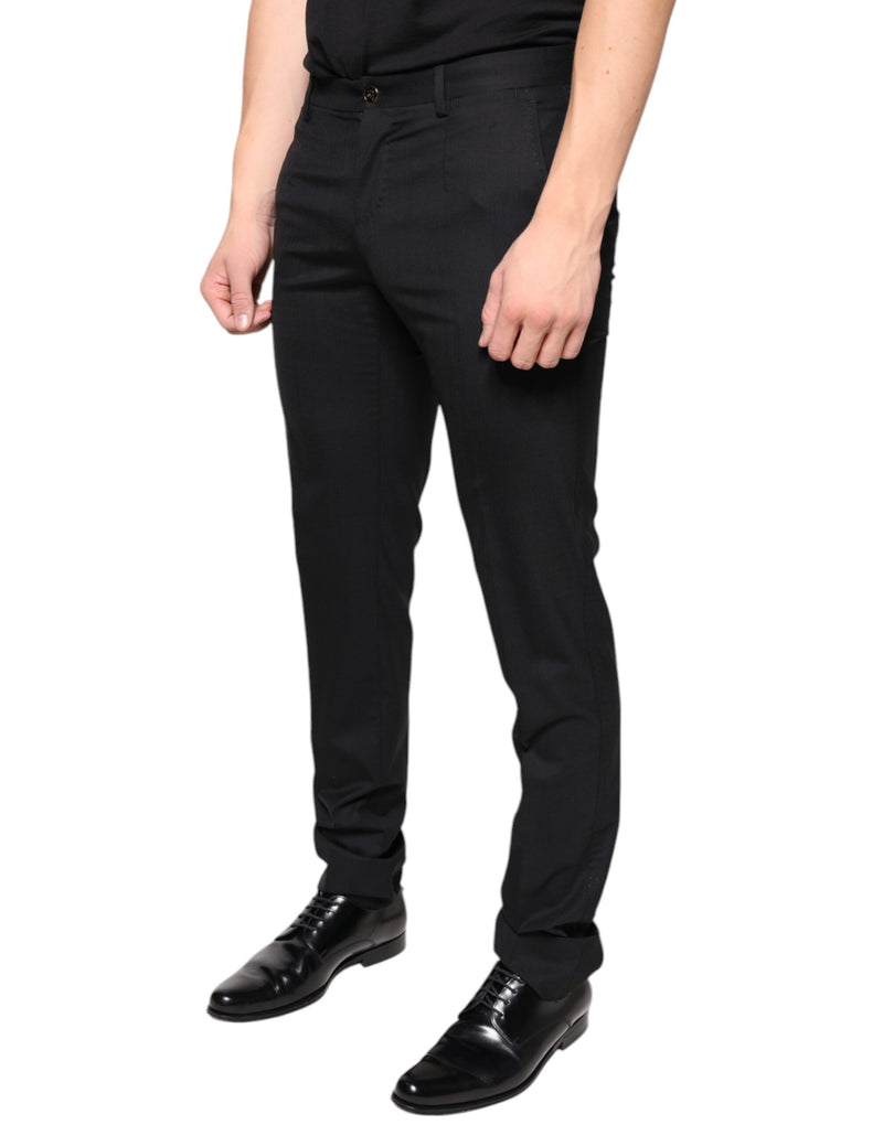 Black Wool Skinny Men Dress Pants Dolce & Gabbana