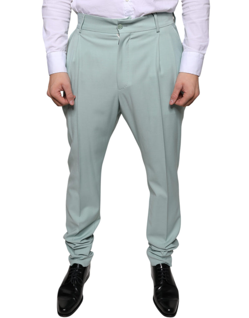 Mint Green Cotton Dress Pants Dolce & Gabbana