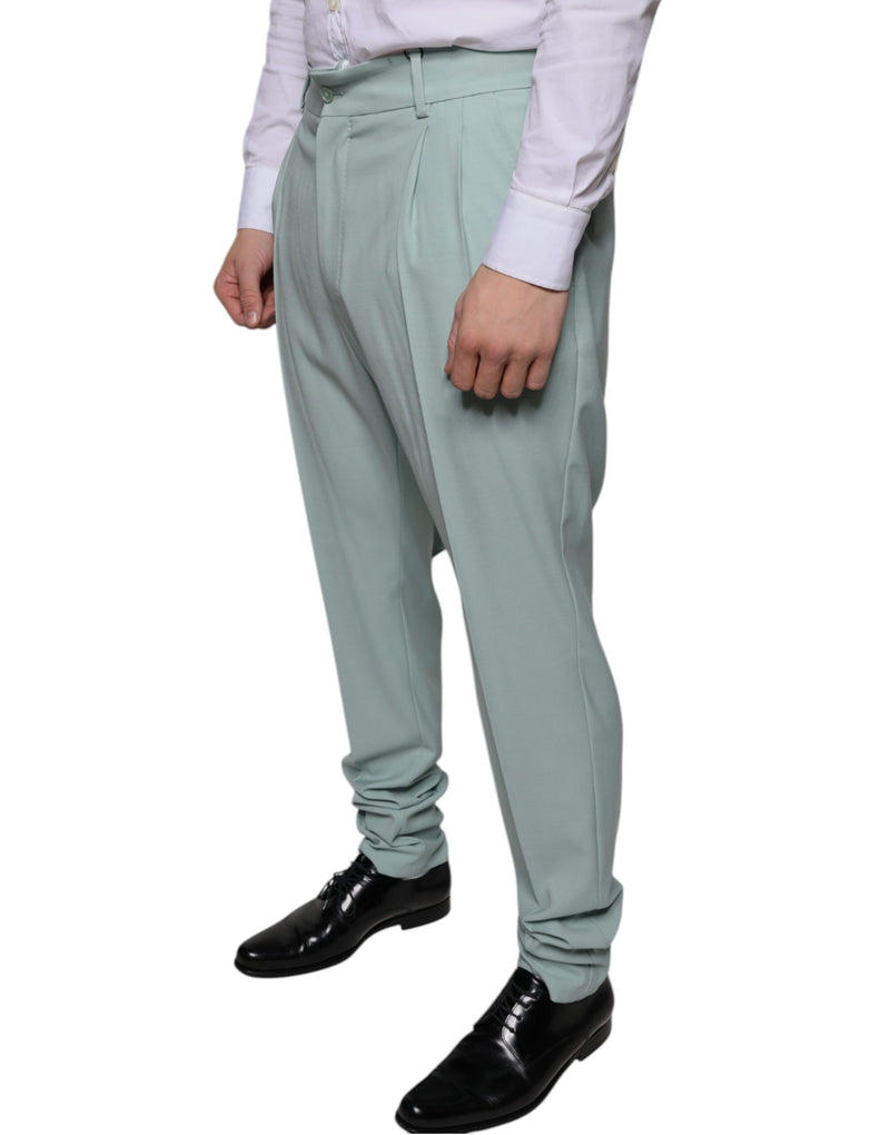 Mint Green Cotton Dress Pants Dolce & Gabbana