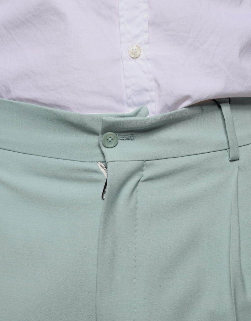 Mint Green Cotton Dress Pants Dolce & Gabbana