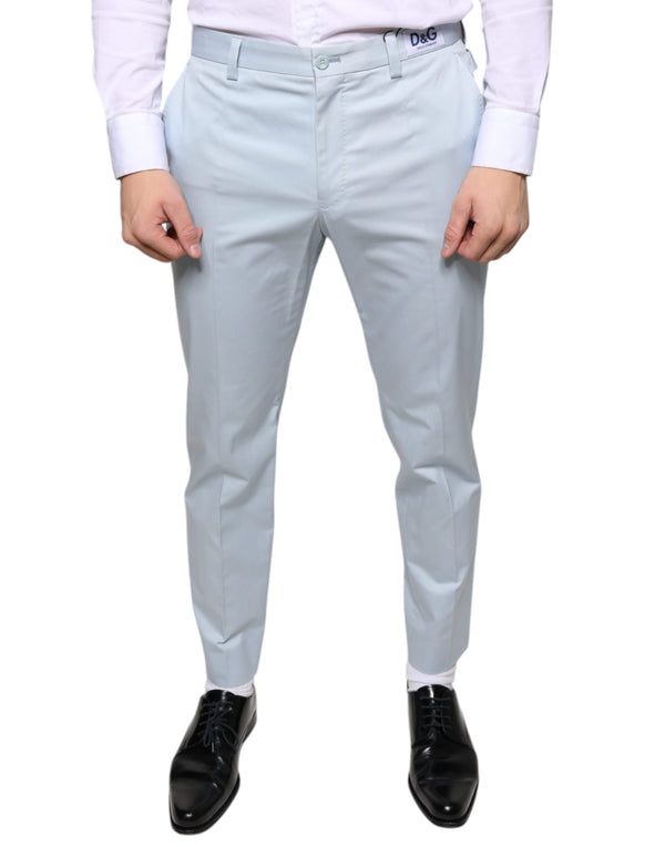 Light Blue Cotton Dress Pants Dolce & Gabbana