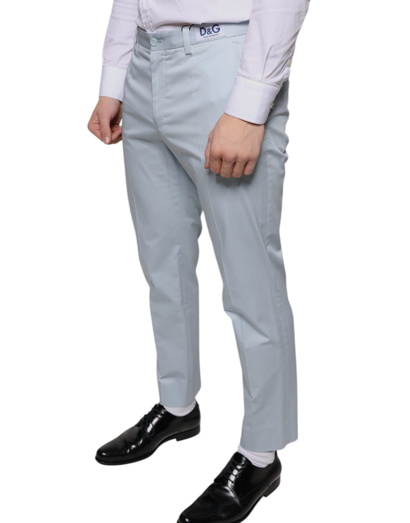 Light Blue Cotton Dress Pants Dolce & Gabbana