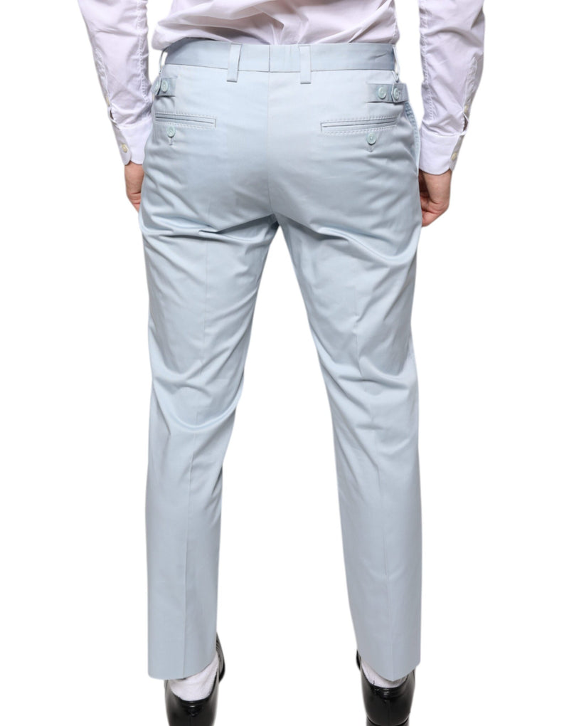 Light Blue Cotton Dress Pants Dolce & Gabbana