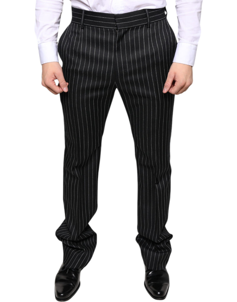 Black Stripes Skinny Men Dress Pants Dolce & Gabbana