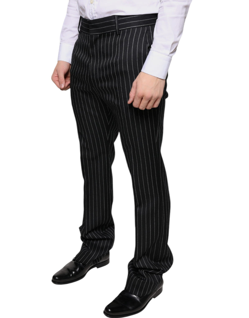 Black Stripes Skinny Men Dress Pants Dolce & Gabbana