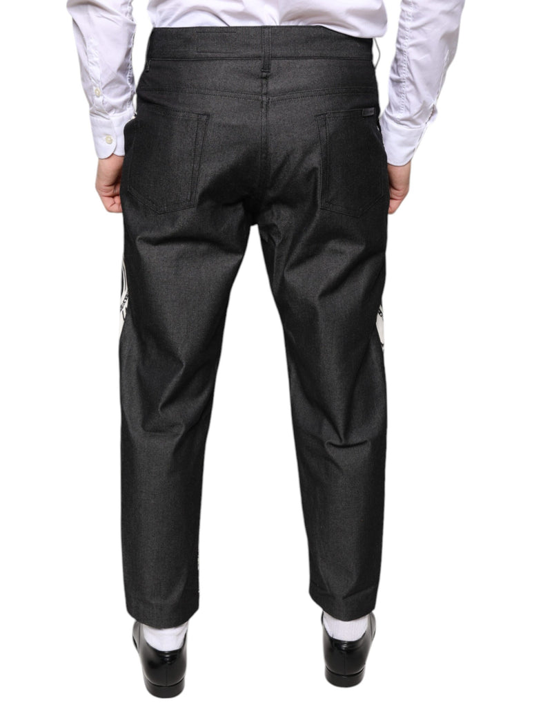 Black Bandana Silk Dress Pants Dolce & Gabbana