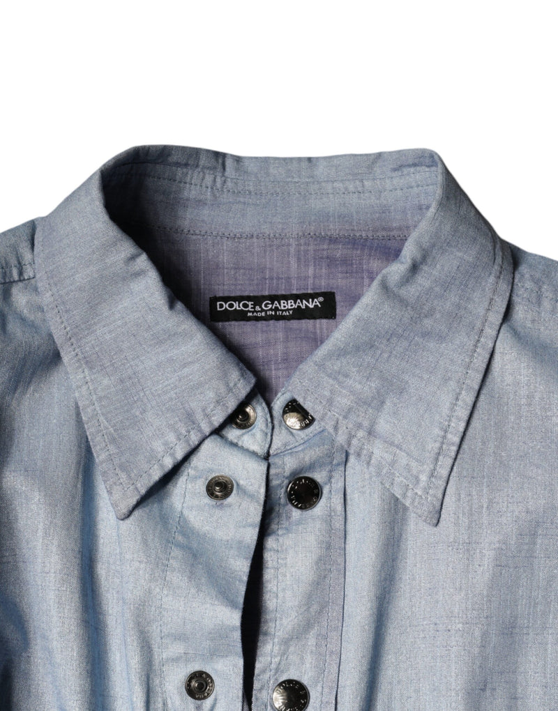 Light Blue Cotton Button Down Casual Shirt Dolce & Gabbana