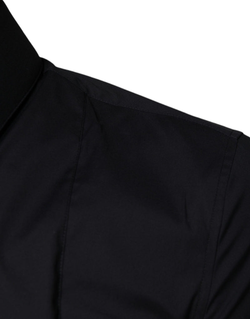 Black Logo Embroidered SICILIA Dress Shirt Dolce & Gabbana