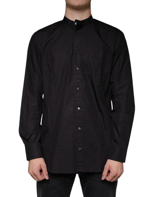 Black Cotton Button Down Men Casual Shirt Dolce & Gabbana