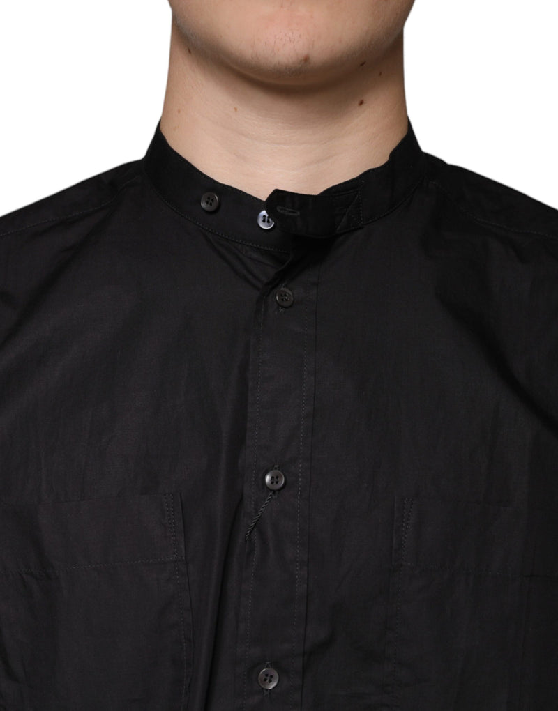 Black Cotton Button Down Men Casual Shirt Dolce & Gabbana