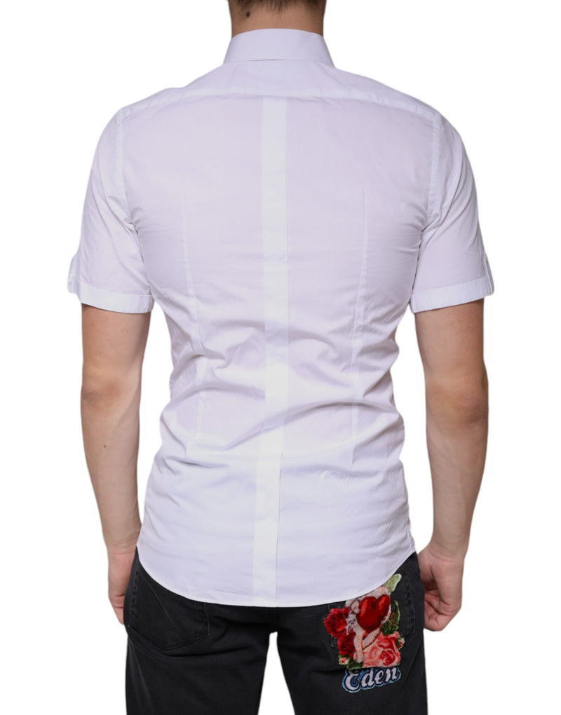 White Cotton Casual GOLD Short Sleeves Shirt Dolce & Gabbana