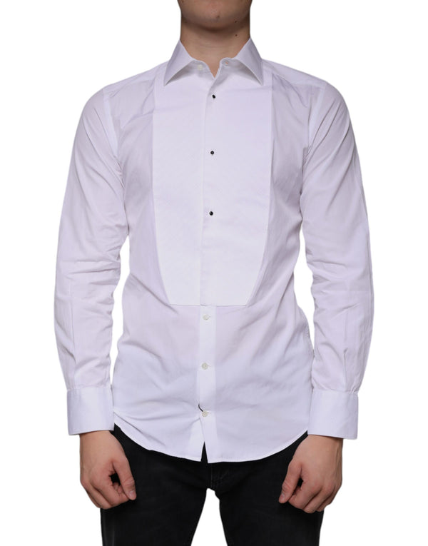 White Bib Cotton Poplin GOLD Men Formal Shirt Dolce & Gabbana