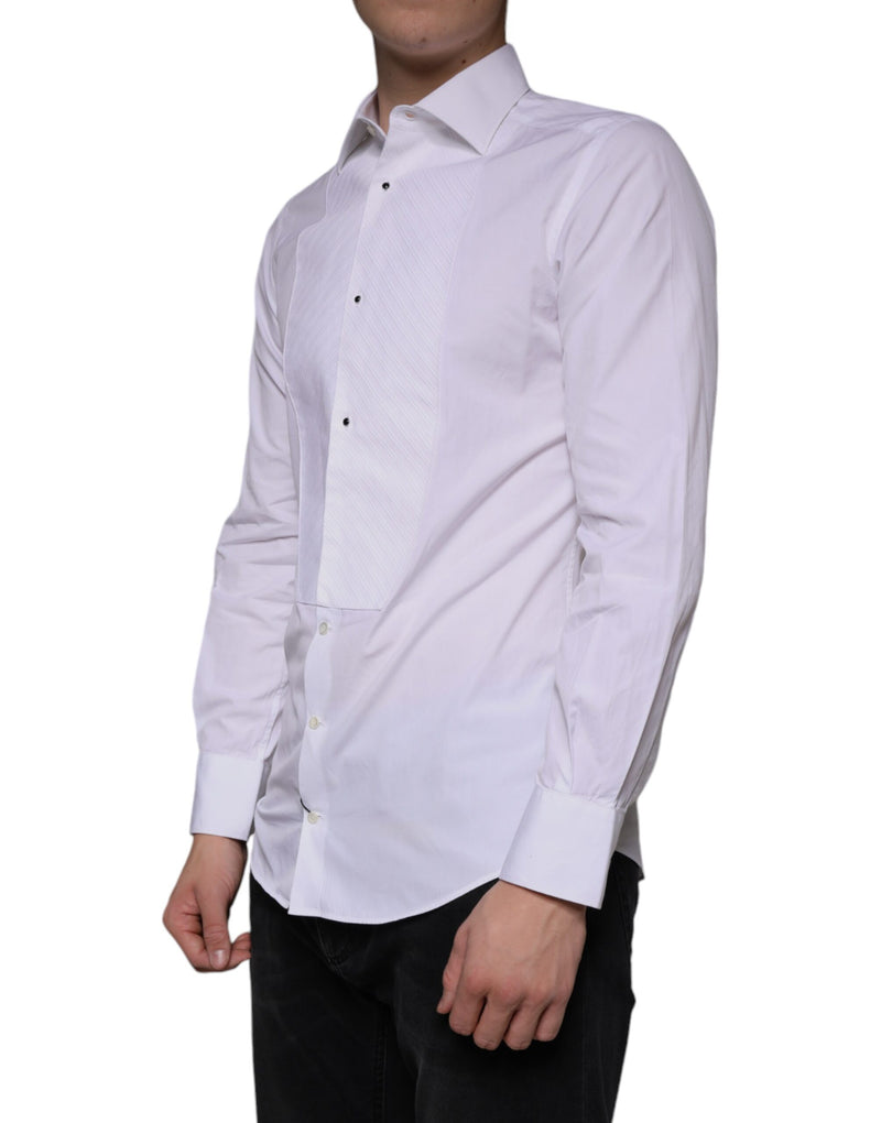 White Bib Cotton Poplin GOLD Men Formal Shirt Dolce & Gabbana