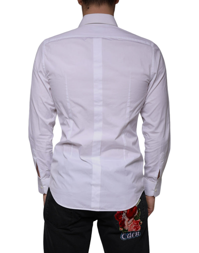 White Bib Cotton Poplin GOLD Men Formal Shirt Dolce & Gabbana