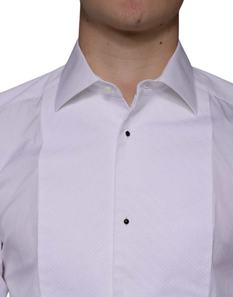 White Bib Cotton Poplin GOLD Men Formal Shirt Dolce & Gabbana