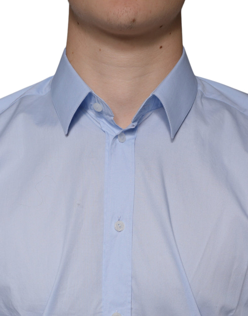 Light Blue MARTINI Cotton Dress Formal Shirt Dolce & Gabbana