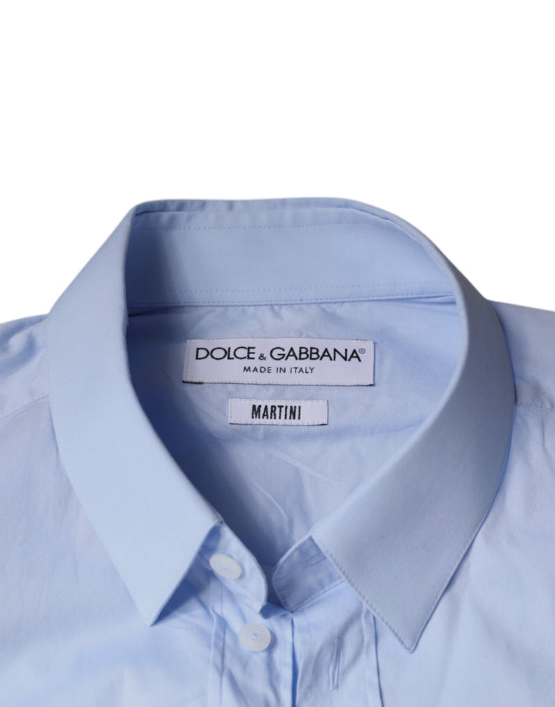 Light Blue MARTINI Cotton Dress Formal Shirt Dolce & Gabbana