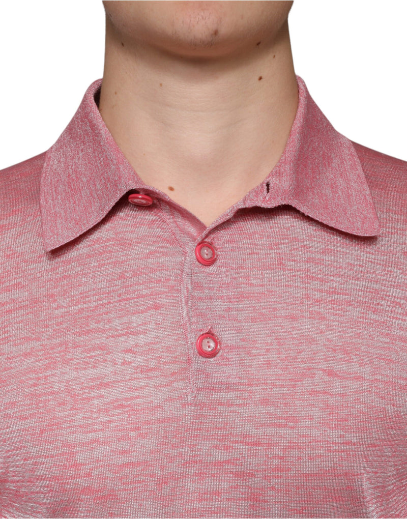 Pink Polyester Long Sleeve Men Polo T-shirt Dolce & Gabbana