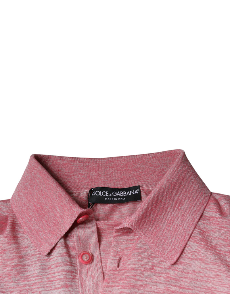 Pink Polyester Long Sleeve Men Polo T-shirt Dolce & Gabbana