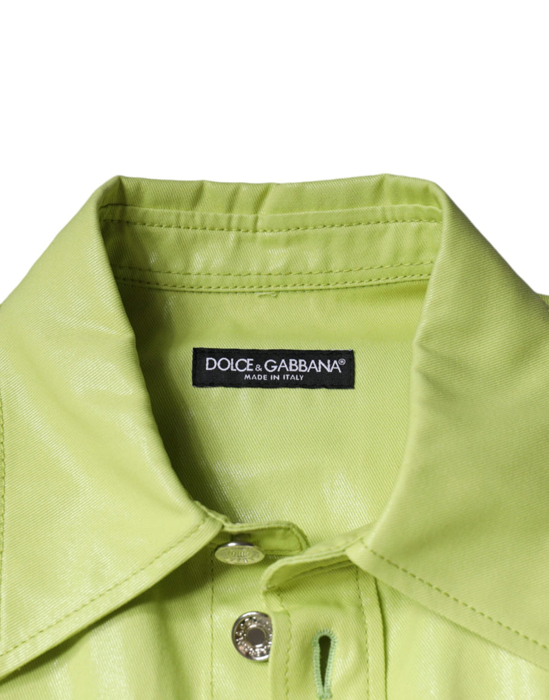 Green Cotton Collared Men Button Down Shirt Dolce & Gabbana