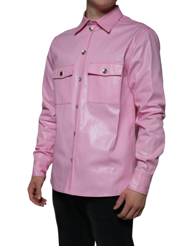 Pink Cotton Collared Button Down Shirt Dolce & Gabbana