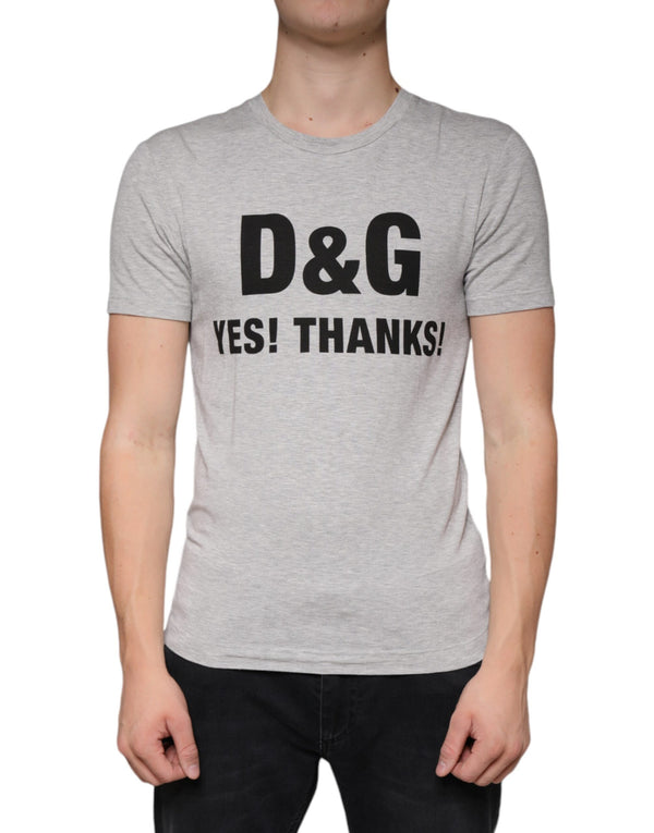 Gray Logo Print Crewneck Short Sleeve T-shirt Dolce & Gabbana