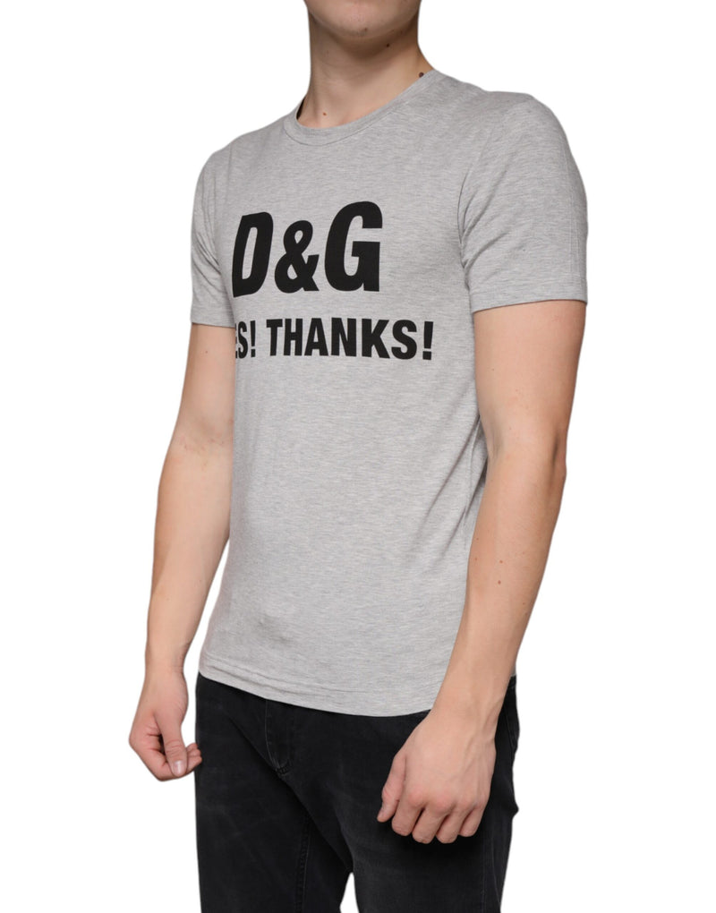 Gray Logo Print Crewneck Short Sleeve T-shirt Dolce & Gabbana