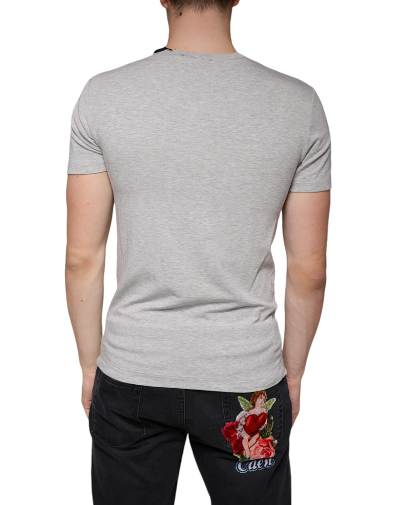 Gray Logo Print Crewneck Short Sleeve T-shirt Dolce & Gabbana