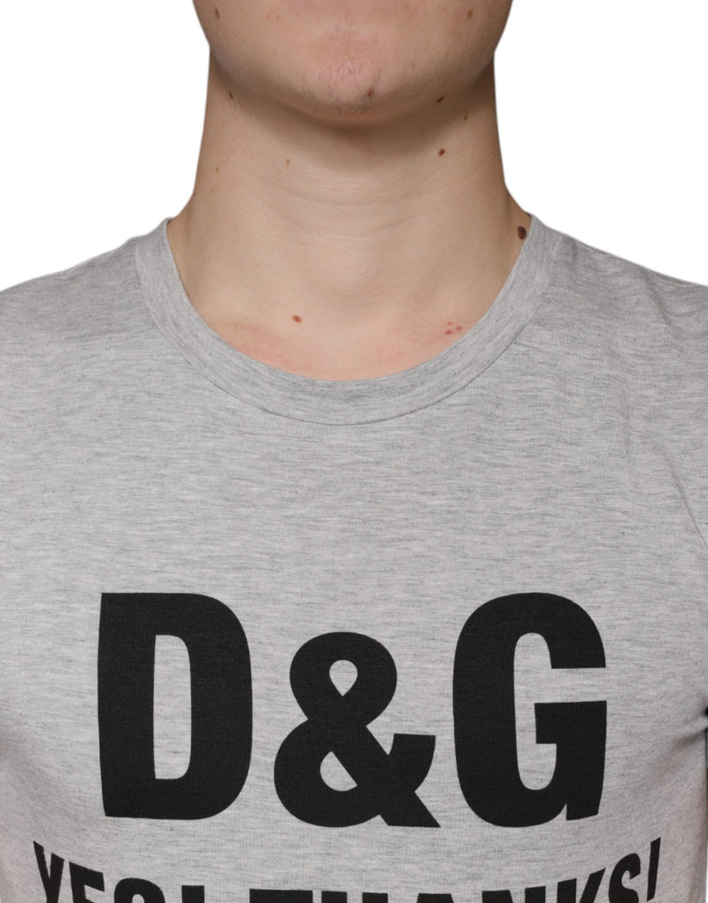 Gray Logo Print Crewneck Short Sleeve T-shirt Dolce & Gabbana