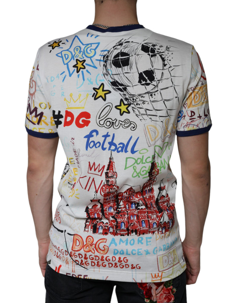 White Graphic Print Cotton Crew Neck T-shirt Dolce & Gabbana