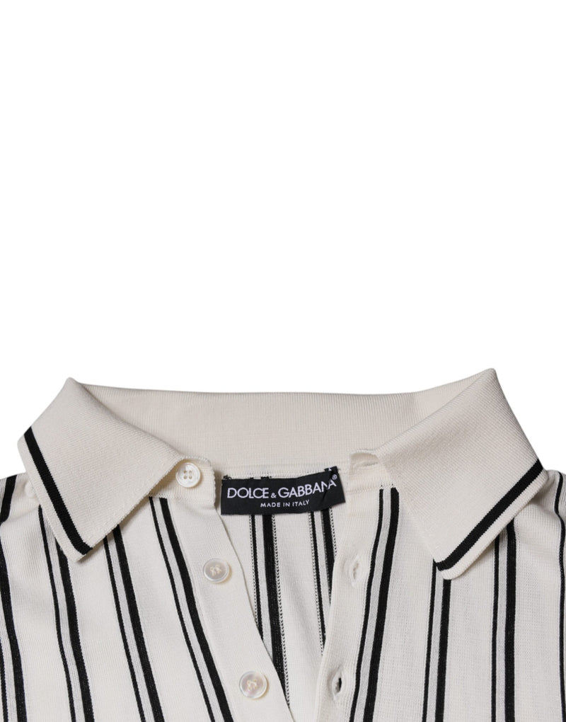 White Black Stripe Polo Short Sleeve T-shirt Dolce & Gabbana