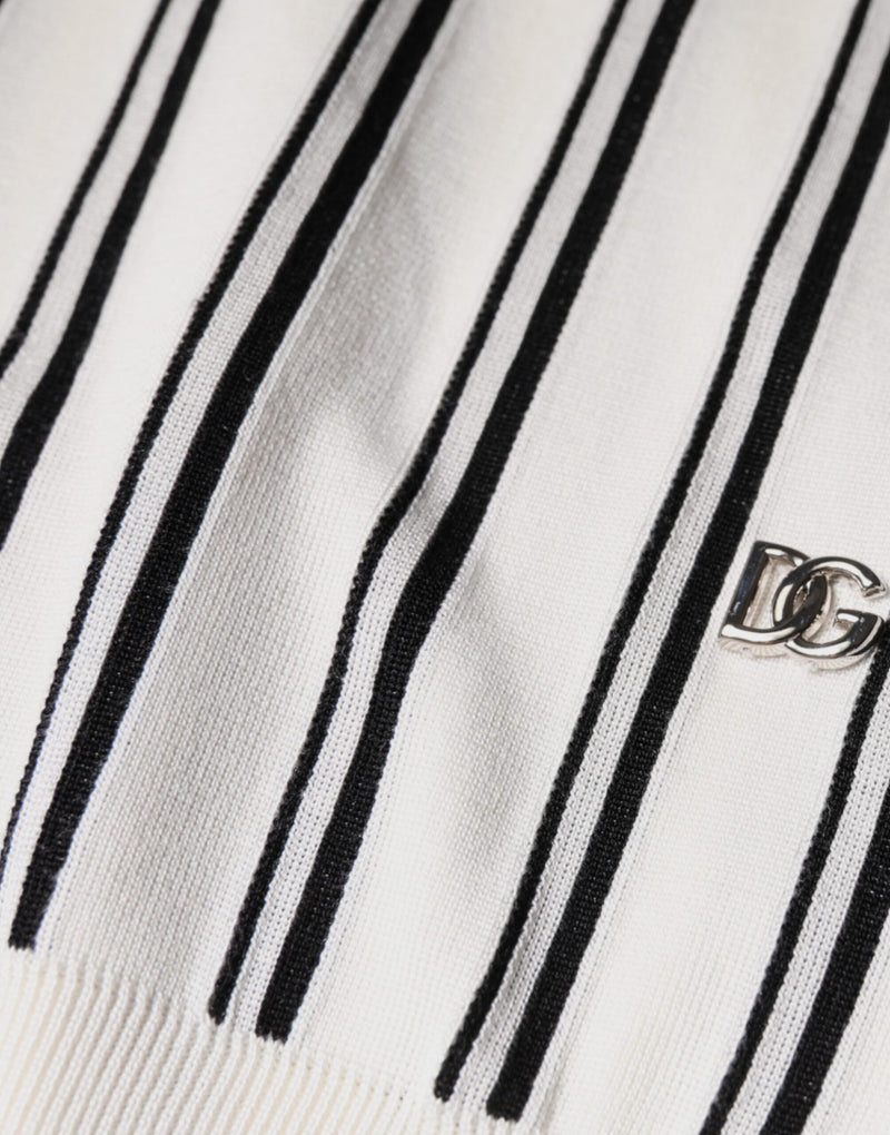 White Black Stripe Polo Short Sleeve T-shirt Dolce & Gabbana