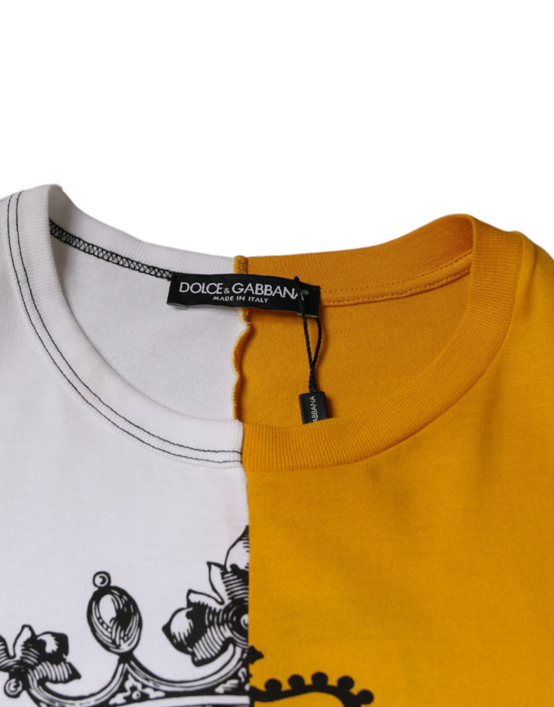 White Yellow Logo Print Short Sleeve T-shirt Dolce & Gabbana