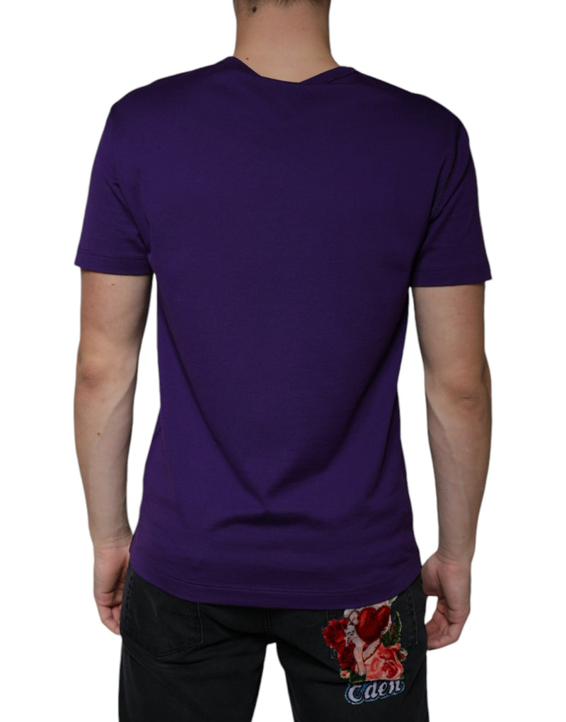 Purple DG Logo Cotton Crew Neck T-shirt Dolce & Gabbana