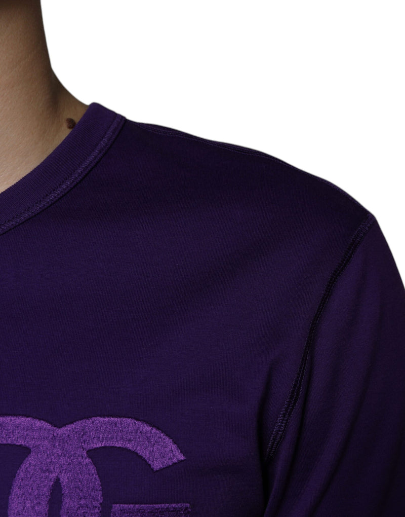 Purple DG Logo Cotton Crew Neck T-shirt Dolce & Gabbana