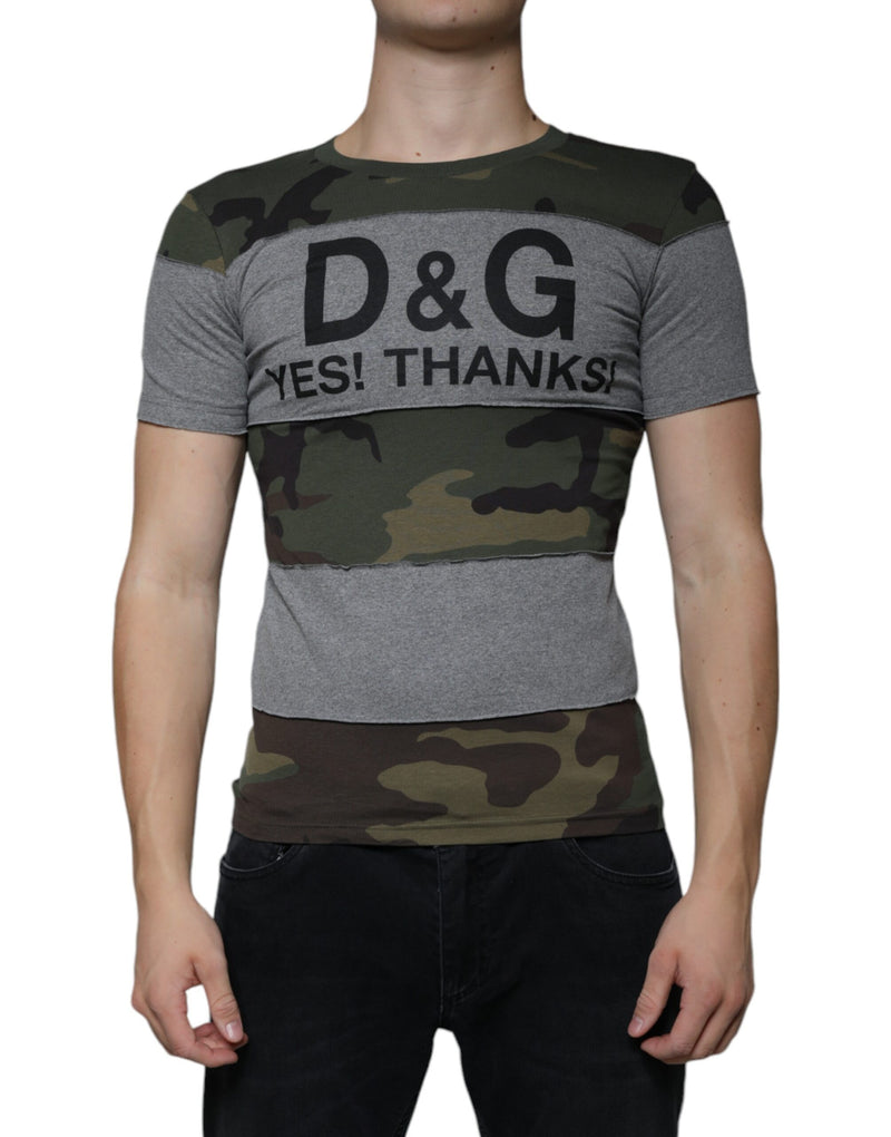 Multicolor Camouflage Cotton Crew Neck T-shirt Dolce & Gabbana