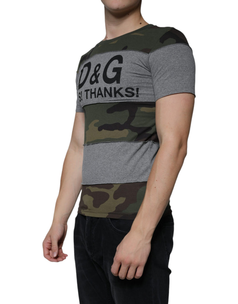 Multicolor Camouflage Cotton Crew Neck T-shirt Dolce & Gabbana